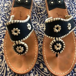 Jack Rogers Navy Blue and White Sandals